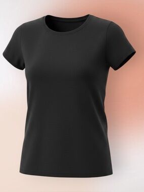 Coldwater Creek Black Round Neck Short Sleeve 100% Cotton Tee Shirt Size L